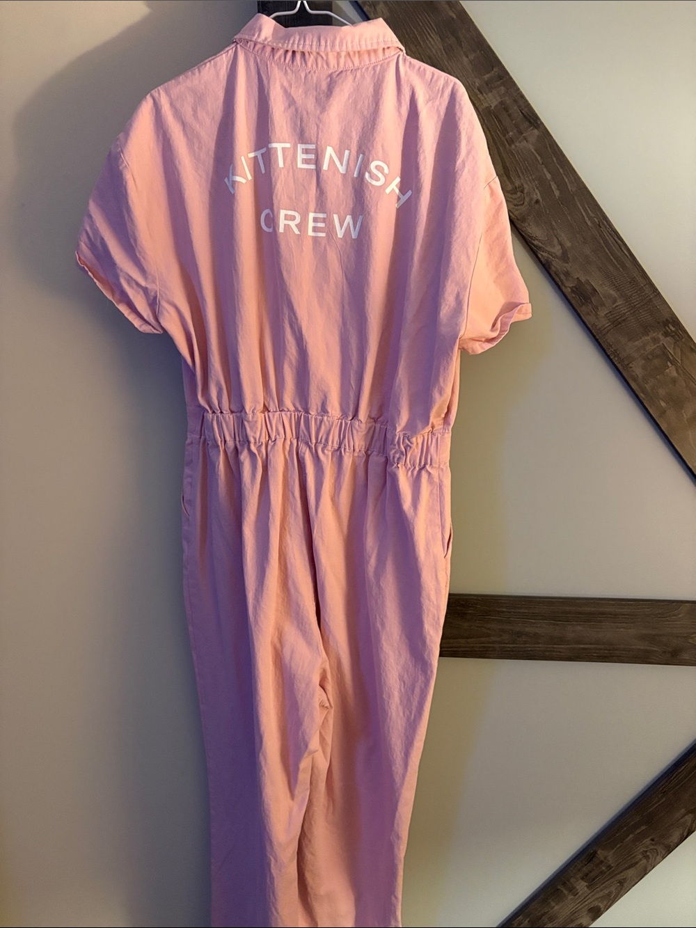 Kittenish Light Pink 'KITTENISH CREW' Short-Sleeve Jumpsuit